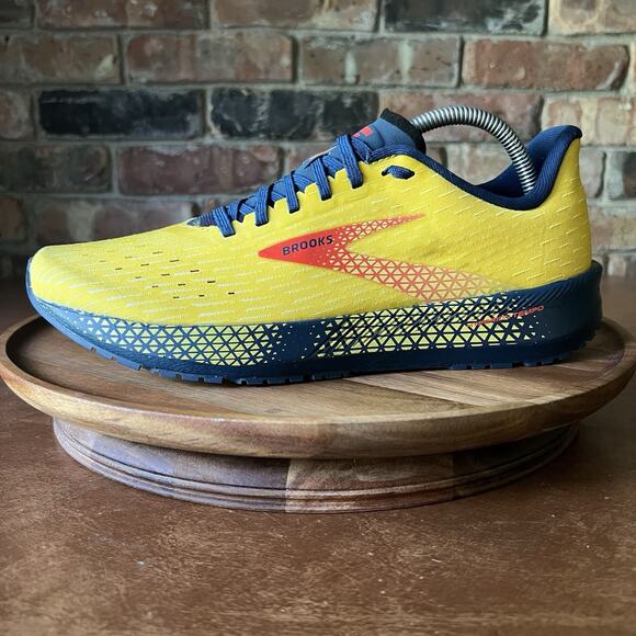 Brooks Hyperion Tempo Mens 9.5 D Low Yellow Blue Road Running Shoes Sneakers - Picture 1 of 16